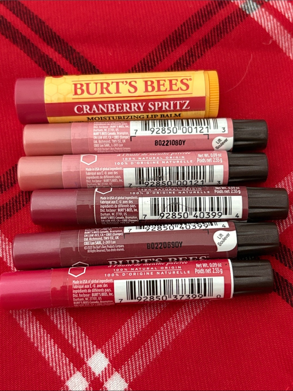 Burt's Bees 5  Lip Shimmer Piece Set 1 Chapstick Peony Fig Rhubarb